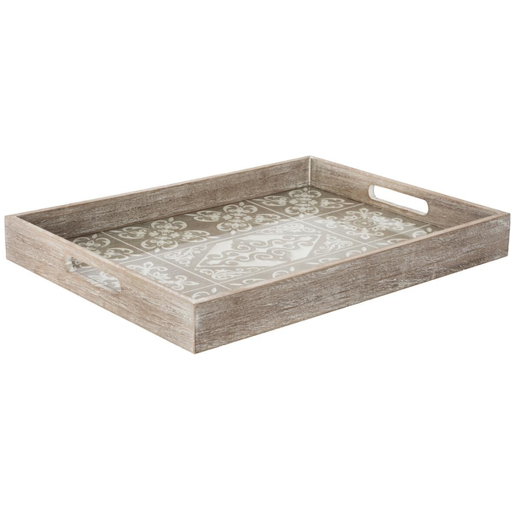 [173784-BB] Iram Carved Wood with Glass Tray