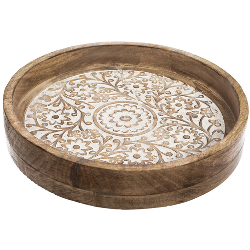 [173788-BB] Ritual Carved Mango Tray 10in