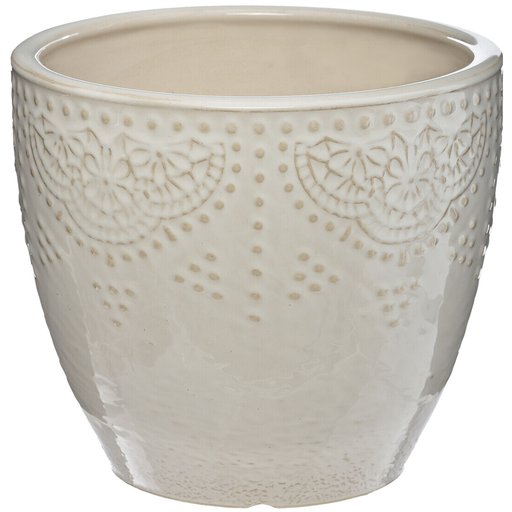 [173791-BB] Ivory Embossed Planter Small