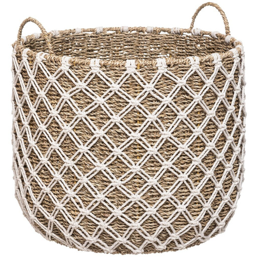 [173799-BB] Palm Macrame Basket Large
