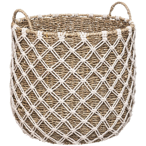 [173800-BB] Palm Macrame Basket 15in