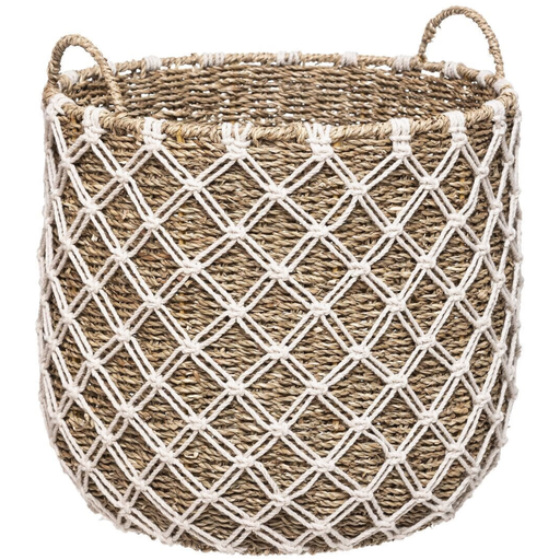 [173800-BB] Palm Macrame Basket Medium