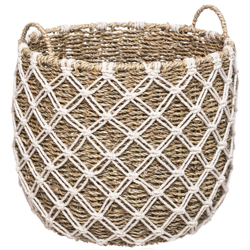 [173801-BB] Palm Macrame Basket Small