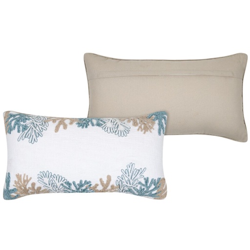 [173927-BB] Bandol Bolster Pillow White 14in x 26in