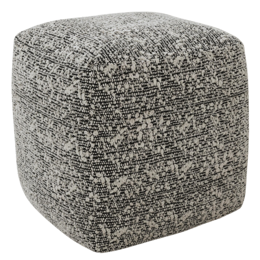[174052-BB] Nahara Boucle Black Woven Square Pouf