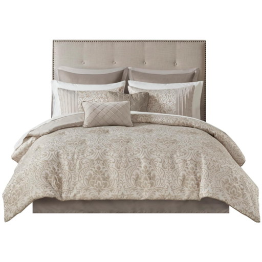 [174178-BB] Emilia 12 Piece Jacquard Queen Comforter Set with Bed Sheets