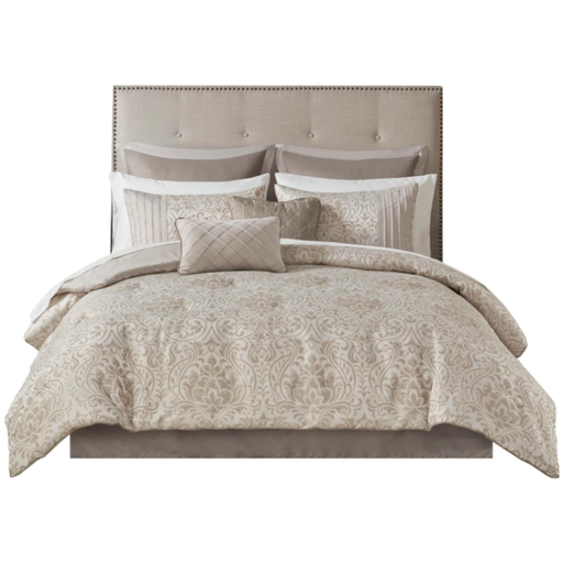 [174179-BB] Emilia Jacquard King Comforter Set with Bed Sheets 12 pc