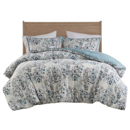 [174180-BB] Brielle 3 Piece Floral Printed Cotton Queen Comforter Set