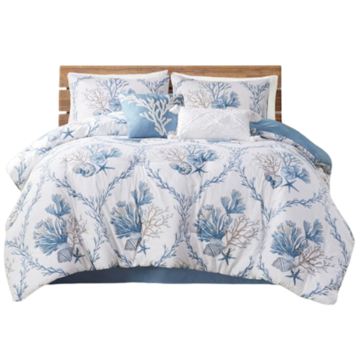 [174184-BB] Pismo Beach Oversized Cotton Queen Comforter Set with Throw Pillows 6 pc