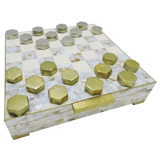 [174231-BB] Bailee Mother of Pearl Checker Box Set 15x15in