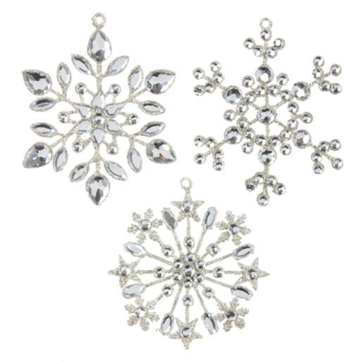 [174345-BB] Crystal Jeweled Snowflake Ornament 4in