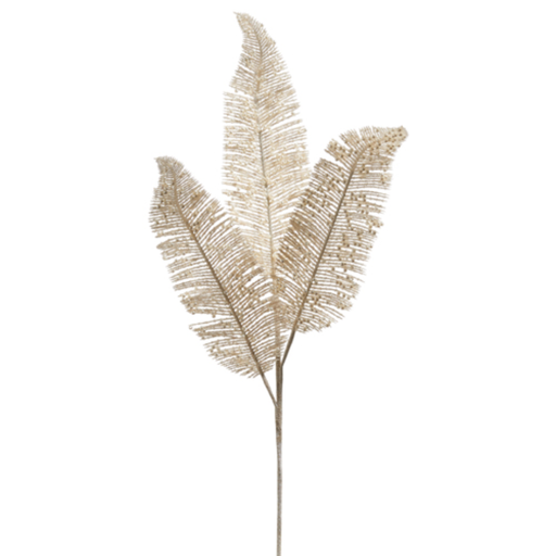 [174356-BB] Glittered Pearl Fern Spray 24in