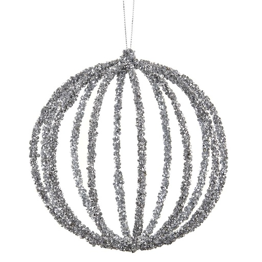 [174370-BB] Glittered Filigree Ball Ornament 6in