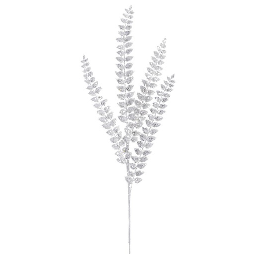 [174408-BB] Glittered Fern Spray Silver 32in