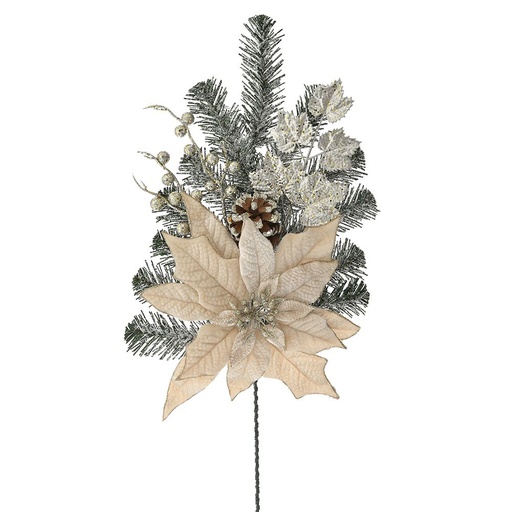 [174417-BB] Poinsettia Branch Champagne 24in