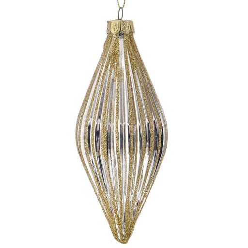 [174426-BB] Gold Glass Diamond Ornament 5in