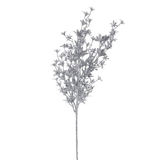 [174435-BB] Silver Glitter Leaf Spray 30in
