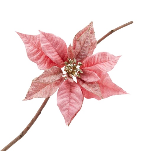 [174460-BB] Poinsettia with Clip 11in Dark Pink