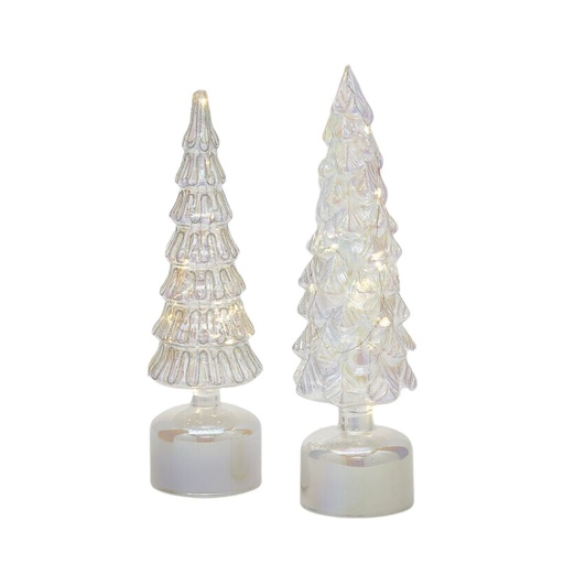 [174473-BB] Twisted Glass Tree with Led Light 14in
