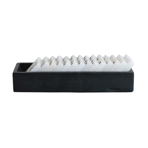 [174686-BB] Alabaster Dominoes in Tray