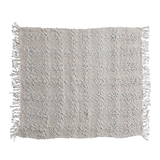[174695-BB] Cable Knit Throw with Fringe 60x50in