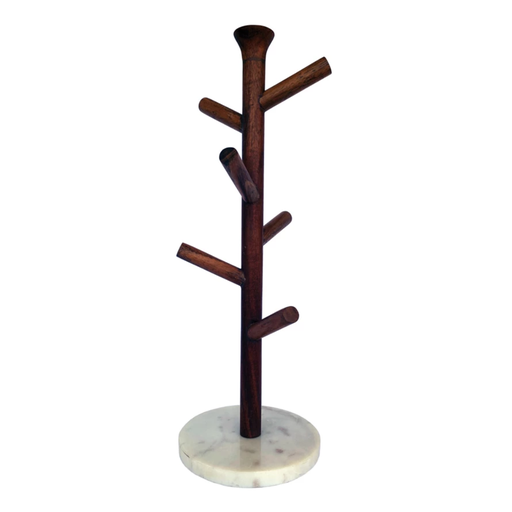 [174721-BB] Mango Wood & Marble Mug Tree