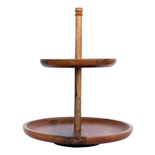 [174722-BB] Mango Wood 2-Tier Stand 16in