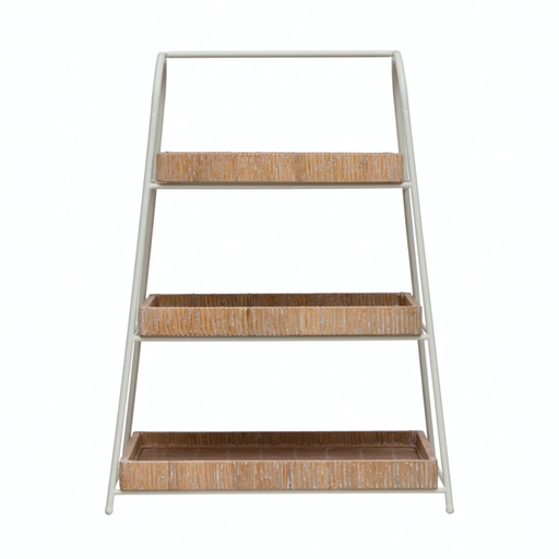 [174726-BB] Metal and Wood 3-Tier Tray 26in