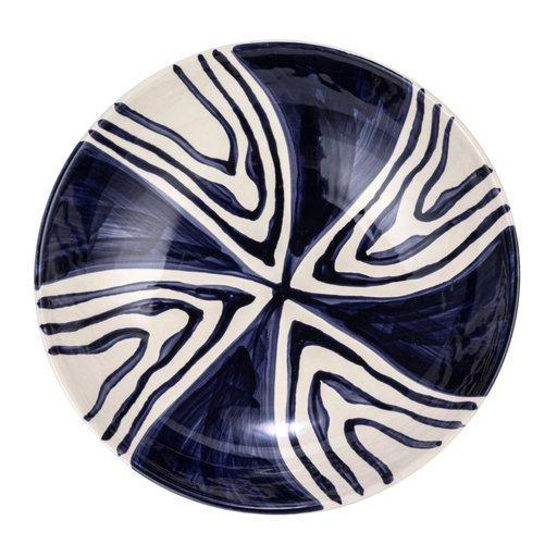 [174751-BB] Topanga Hand-Painted Blue Serving Bowl 12.5in