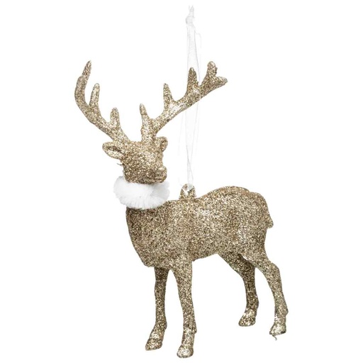 [174790-BB] Glittered Deer Ornament 6in