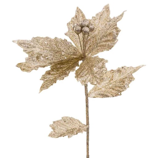 [174800-BB] Gold Poinsettia Branch 30in