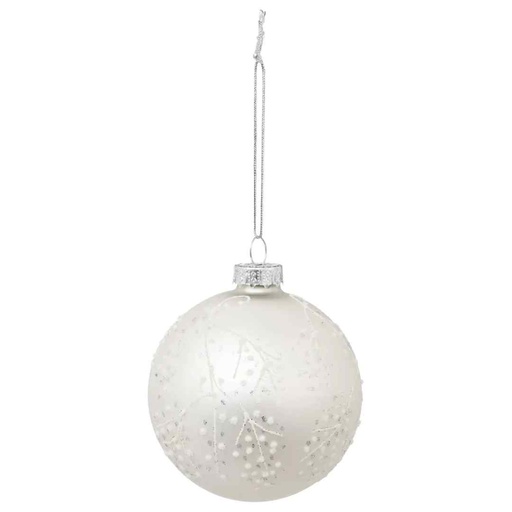 [174819-BB] Glittered White Ornament 3in