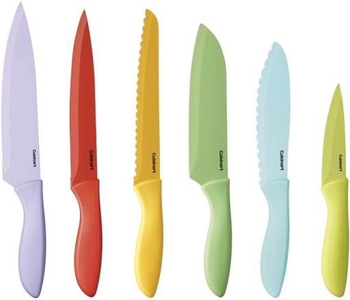 [174877-BB] Cuisinart Ceramic Coated Color Knife Set With Blade Guards 12pc