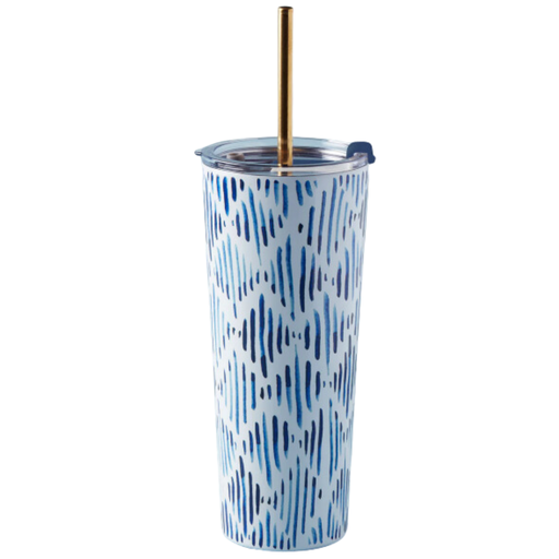 [174894-BB] Lenox Blue Bay Ikat Print Insulated Tumbler 