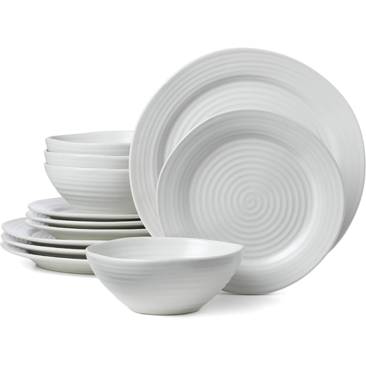 [174906-BB] Oneida Ridge White Dinnerware Set 12pc