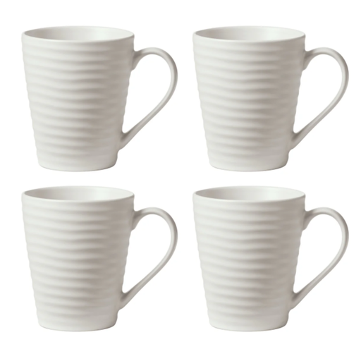 [174907-BB] Oneida Ridge White Mug Set 4pc