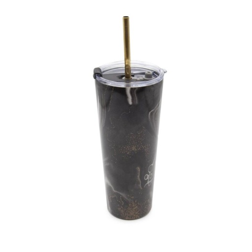 [174925-BB] Geo Straw Tumbler 24oz Black