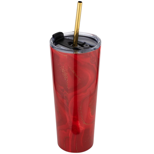 [174926-BB] Geo Straw Tumbler 24oz Red