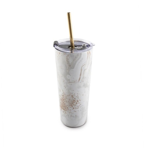 [174927-BB] Geo Straw Tumbler 24oz White