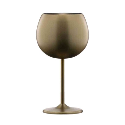 [174931-BB] Metal Balloon Wine Glass Gold 12oz