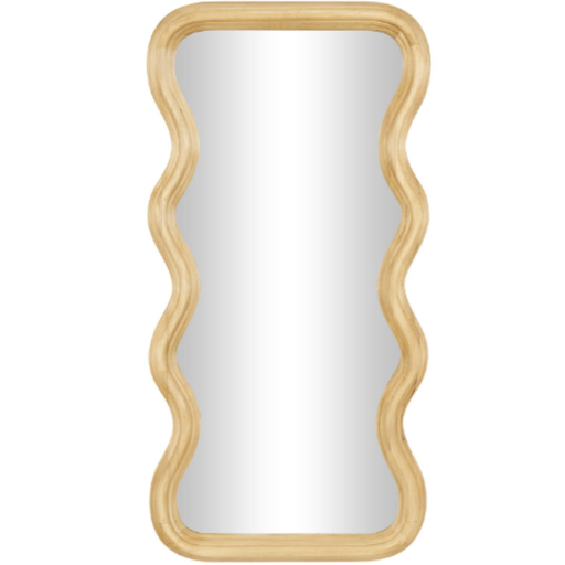 [175086-BB] Wavy Wall Mirror Light Brown 20in x 39in