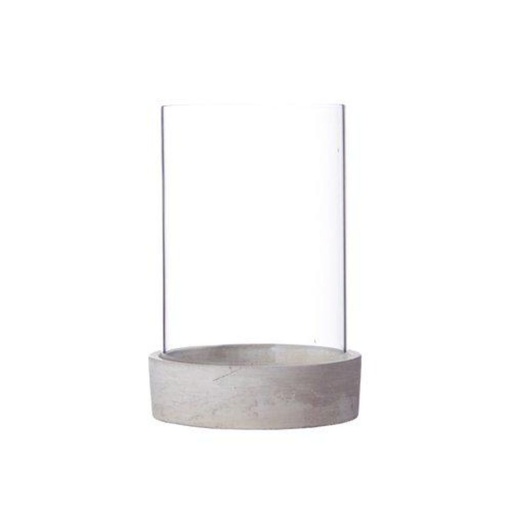 [175222-BB] Glass Hurricane on Concrete Base 8.3in