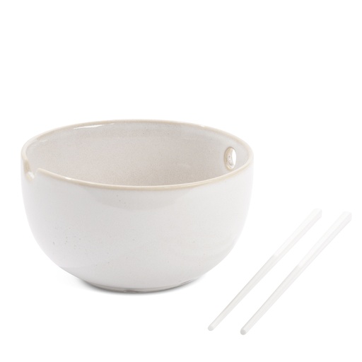 [175712-BB] Ramen Bowl With Chopsticks Cream 24.5oz
