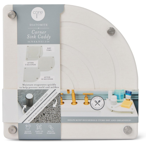 [175717-BB] Diatomite Corner Sink Caddy White