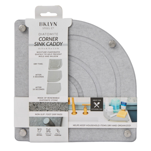 [175718-BB] Diatomite Corner Sink Caddy Hail