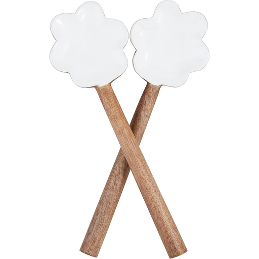 [175830-BB] Wood Enameled Scalloped Server Set