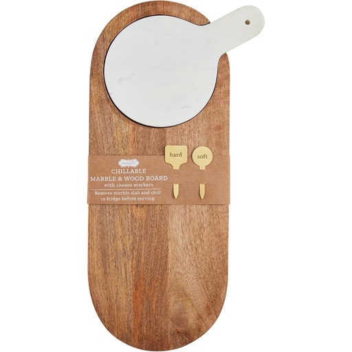 [175840-BB] Wood Serving Board Set with Marble Insert Set 4pc