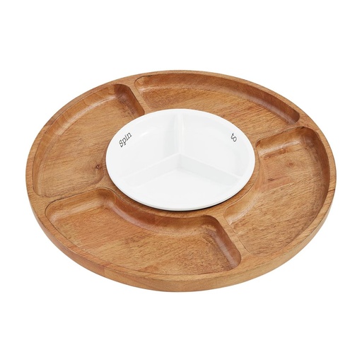 [175841-BB] Wood Lazy Suzan With Sections