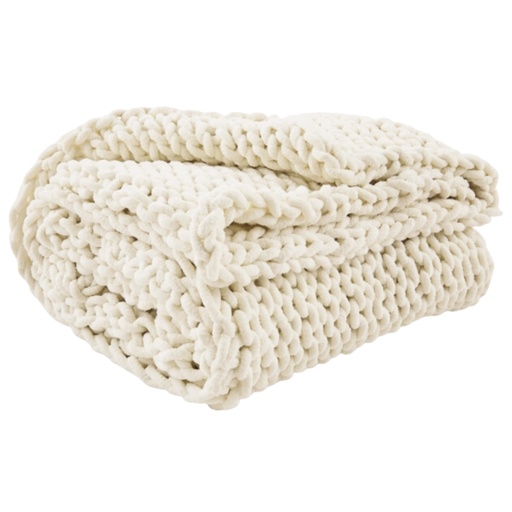 [175854-BB] Chaddon Knit Throw Cream