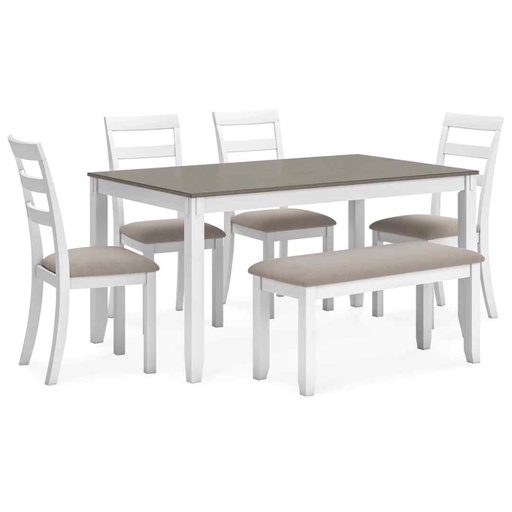 [176218-BB] Stonehollow Dining Table and Chairs with Bench (Set of 6)